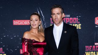 Blake Lively and Ryan Reynolds posing at the Deadpool 3 NY premiere