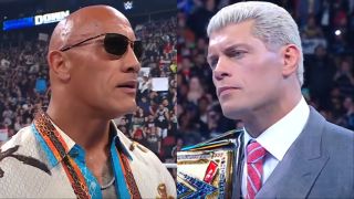 The Rock and Cody Rhodes in a split image in the WWE