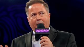 David McLane talking to the crowd during an episode of Women of Wrestling